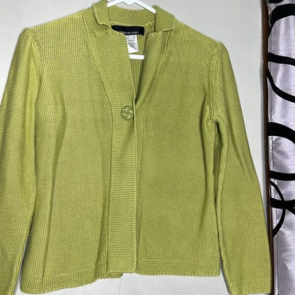 Jones New York Women's Knitted Apple Green Cardigan Small - Picture 7 of 11